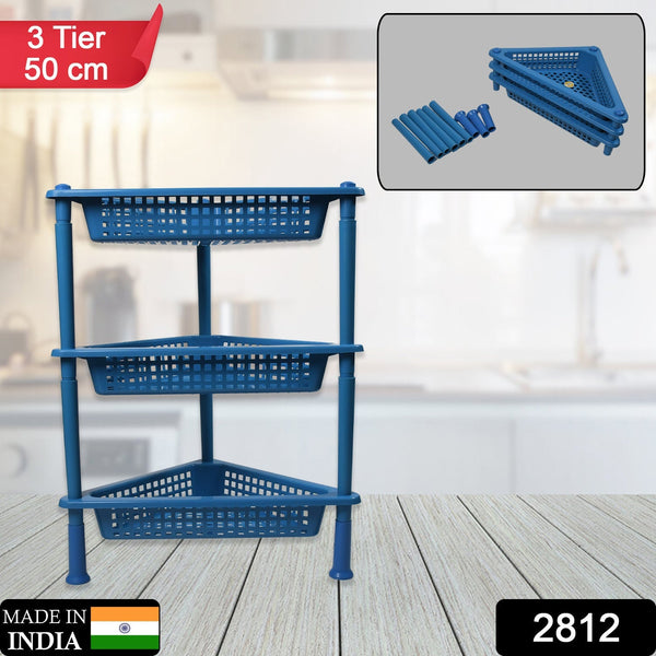 2812 Triangle Storage Plastic 3-Tier  Rack Shelf For Kitchen, Living Room, Bathroom, Office 