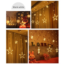 12 STARS CURTAIN STRING LIGHTS, WINDOW CURTAIN LIGHTS WITH 8 FLASHING MODES DECORATION FOR FESTIVALS