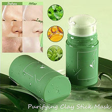 Green Tea Purifying Clay Stick Mask Oil Control Anti-Acne Eggplant Solid Fine, Portable Cleansing Mask Mud Apply Mask, Green Facial Detox Mud Mask