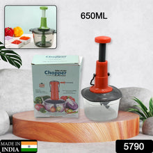 Manual Food Chopper (650ml): 3 Stainless Steel Blades, Locking System, Anti-Slip Base