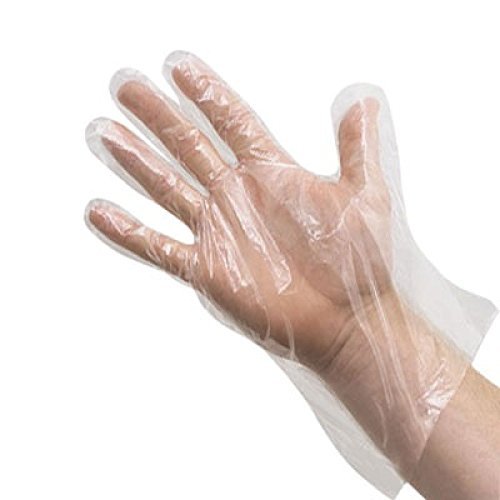 0670 Plastic Transparent Disposable Clear Gloves (White) (100Pc) 