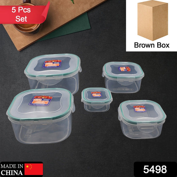 Kitchen Containers Set, Fridge Storage Boxes, Plastic Containers for Kitchen Organizer, Kitchen Accessories Items for Storage Organizer, Snap-Seal (lunch box/storage organizer) (5 Ps Set)