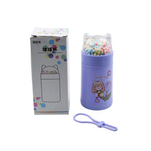 Girl Glass Water Bottle for School with Kid Sparkle Strap Cat Lid Sequins Glitter Glass Cup Birthday Gift Children 350ml (MOQ :- 75 pc)