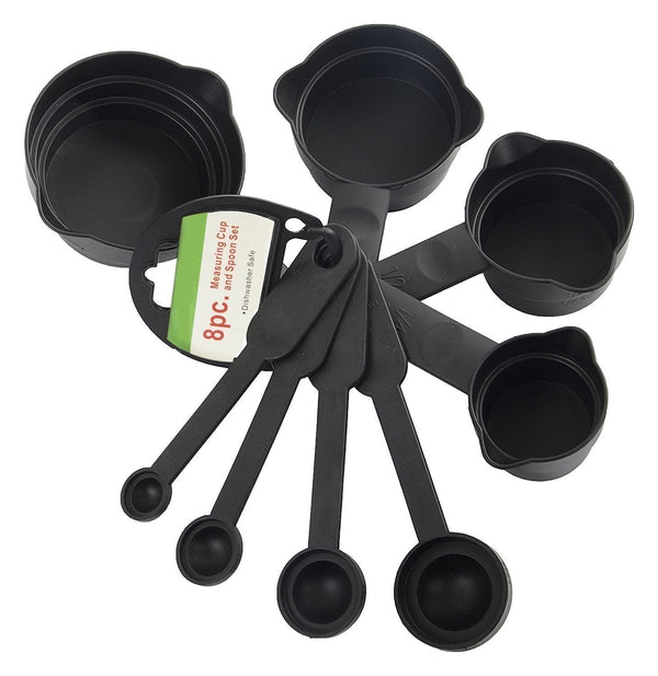 106 Plastic Measuring Cups and Spoons (8 Pcs, Black) TRENDKART