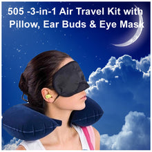 505 -3-in-1 Air Travel Kit with Pillow, Ear Buds & Eye Mask TRENDKART WITH BZ LOGO