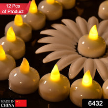 Set of 12 Flameless Floating Candles Battery Operated Tea Lights Tealight Candle - Decorative, Wedding.( Diya , Divo , Diva , Deepak , Jyoti ,)