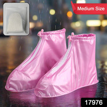 Plastic Shoes Cover Reusable Anti-Slip Boots Zippered Overshoes Covers Transparent Waterproof Snow Rain Boots for Kids / Adult Shoes, for Rainy Season (1 Pair / Pink)