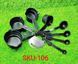 106 Plastic Measuring Cups and Spoons (8 Pcs, Black) TRENDKART